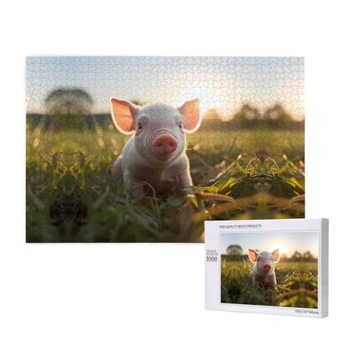 Phayah Duftende Schwein-Puzzle, 1000 Teile für Puzzle, Holzpuzzle für Familie, Freunde, Heimdekoration, Wandkunst, 75 x 50 cm von PHAYAH
