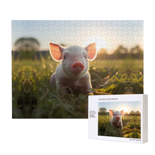 Phayah Duftende Schwein-Puzzle, 500 Teile für Puzzle, Holzpuzzle für Familie, Freunde, Heimdekoration, Wandkunst, 50,4 x 38,1 cm von PHAYAH