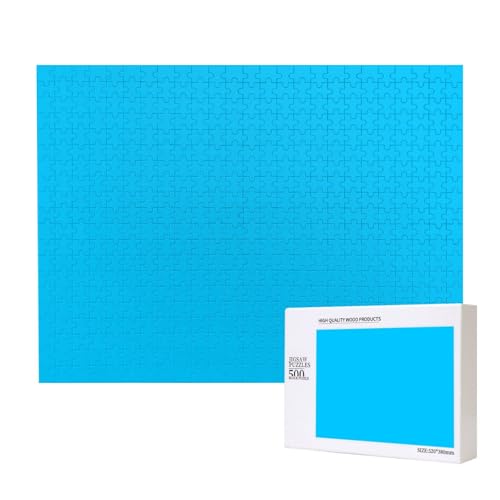 Phayah Einfarbiges hellblaues Puzzle für Erwachsene, 500 Teile, Heimdekoration, Geburtstagsparty für Männer und Frauen, 50,4 x 38,1 cm von PHAYAH
