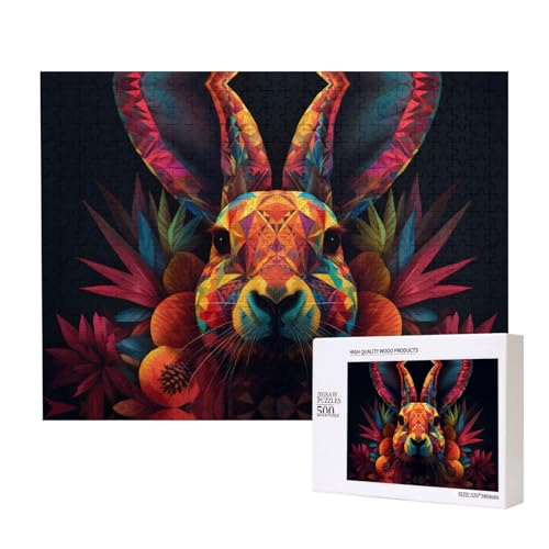 Phayah Einzigartiges Puzzle, buntes Kaninchenmuster, Wandkunst, Bild für Heimdekoration, 500 Stück von PHAYAH
