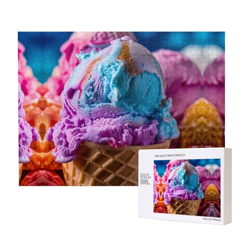 Phayah Eiscreme-Puzzle, 500 Teile, für Puzzle, Holzpuzzle für Familie, Freunde, Heimdekoration, Wandkunst, 50,4 x 38,1 cm von PHAYAH