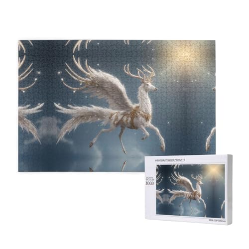 Phayah Elch umgeben von Schmuck-Puzzles, 1000 Teile, für Puzzle, Holzpuzzle für Familie, Freunde, Heimdekoration, Wandkunst, 75 x 50 cm von PHAYAH
