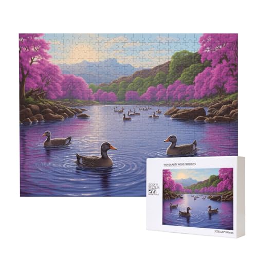 Phayah Enten auf dem See Puzzles für Erwachsene 500 Teile Kinder Intelligenz Entwicklung Spielzeug 20,4 x 38,1 cm von PHAYAH