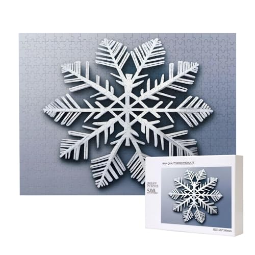 Phayah Exquisites Schneeflocken-Puzzle, 500 Teile, für Puzzle, Holzpuzzle für Familie, Freunde, Heimdekoration, Wandkunst, 50,4 x 38,1 cm Phayah Exquisites Schneeflocken-Puzzle, 500 Teile, für Puzzle, Holzpuzzle für Familie, Freunde, Heimdekoration, Wandkunst, 50,4 x 38,1 cm von PHAYAH