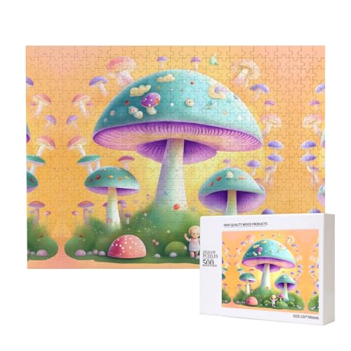 Phayah Fantasy-Pilz-Puzzle, 500 Teile für Puzzle, Holzpuzzle für Familie, Freunde, Heimdekoration, Wandkunst, 20,4 x 38,1 cm von PHAYAH