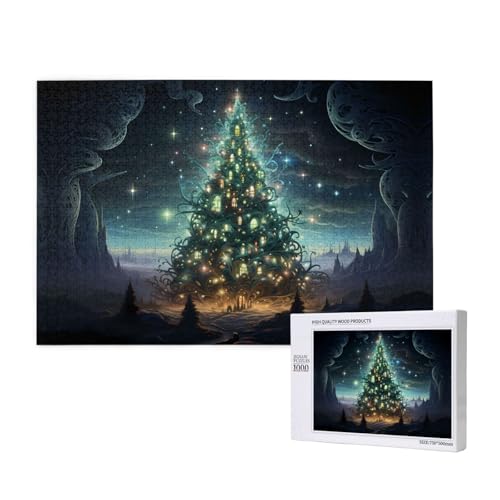 Phayah Fantasy-Weihnachtsbaum-Puzzles für Erwachsene, 1000 Teile, Heimdekoration, Geburtstagsparty für Männer und Frauen, 29,5 x 19,7 cm von PHAYAH