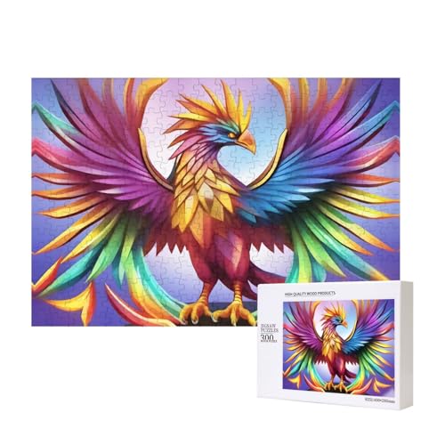 Phayah Farbiges Kristall-Puzzle, Phoenix-Puzzle, 300 Teile, für Puzzle, Holzpuzzle für Familie, Freunde, Heimdekoration, Wandkunst, 40 x 27 cm Phayah Farbiges Kristall-Puzzle, Phoenix-Puzzle, 300 Teile, für Puzzle, Holzpuzzle für Familie, Freunde, Heimdekoration, Wandkunst, 40 x 27 cm von PHAYAH