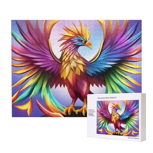 Phayah Farbiges Kristall-Puzzle, Phoenix-Puzzle, 500 Teile, für Puzzle, Holzpuzzle für Familie, Freunde, Heimdekoration, Wandkunst, 500 x 38 cm von PHAYAH