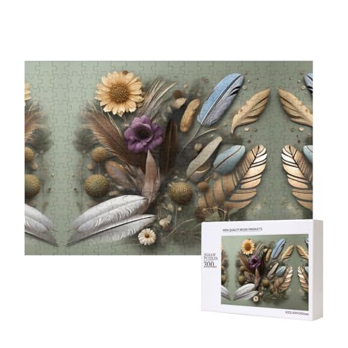 Phayah Federblumen-Puzzle, 300 Teile für Puzzle, Holzpuzzle für Familie, Freunde, Heimdekoration, Wandkunst, 15,7 x 27,9 cm Phayah Federblumen-Puzzle, 300 Teile für Puzzle, Holzpuzzle für Familie, Freunde, Heimdekoration, Wandkunst, 15,7 x 27,9 cm von PHAYAH