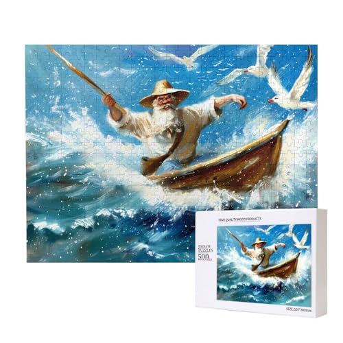 Phayah Fisherman in The Sea Puzzles für Erwachsene 500 Teile Kinder Intelligenz Entwicklungsspielzeug 20,4 x 38,1 cm von PHAYAH
