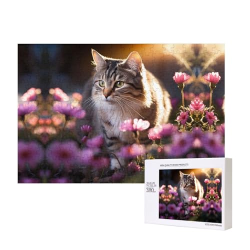 Phayah Flower Cat2 Puzzles 300 Teile für Puzzle, Holzpuzzle für Familie, Freunde, Heimdekoration, Wandkunst, 39,9 x 27,9 cm Phayah Flower Cat2 Puzzles 300 Teile für Puzzle, Holzpuzzle für Familie, Freunde, Heimdekoration, Wandkunst, 39,9 x 27,9 cm von PHAYAH