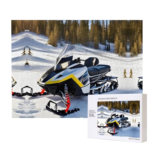 Phayah Fortschrittliches Schneemobil Puzzle für Erwachsene, 500 Teile, Heimdekoration, Geburtstagsparty für Männer und Frauen, 50,4 x 38,1 cm von PHAYAH