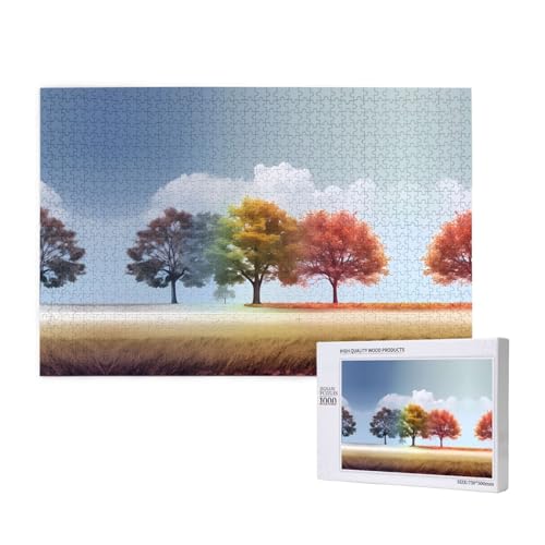 Phayah Four Seasons Tree Puzzles 1000 Teile für Puzzle, Holzpuzzle für Familie, Freunde, Heimdekoration, Wandkunst, 75 x 50 cm von PHAYAH
