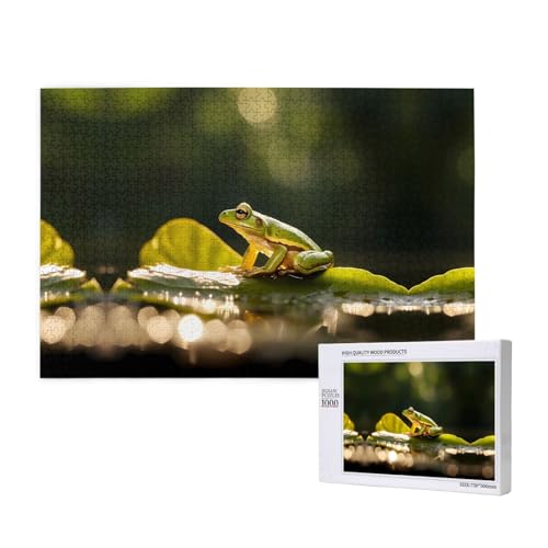 Phayah Frosch-Puzzle, 1000 Teile für Puzzle, Holzpuzzle für Familie, Freunde, Heimdekoration, Wandkunst, 75 x 50 cm von PHAYAH