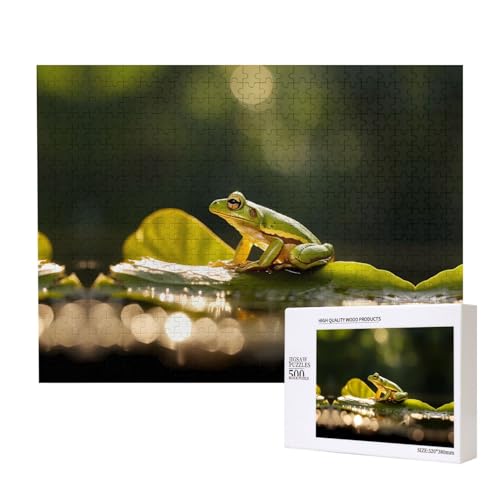 Phayah Frosch-Puzzle, 500 Teile für Puzzle, Holzpuzzle für Familie, Freunde, Heimdekoration, Wandkunst, 50 x 38 cm Phayah Frosch-Puzzle, 500 Teile für Puzzle, Holzpuzzle für Familie, Freunde, Heimdekoration, Wandkunst, 50 x 38 cm von PHAYAH