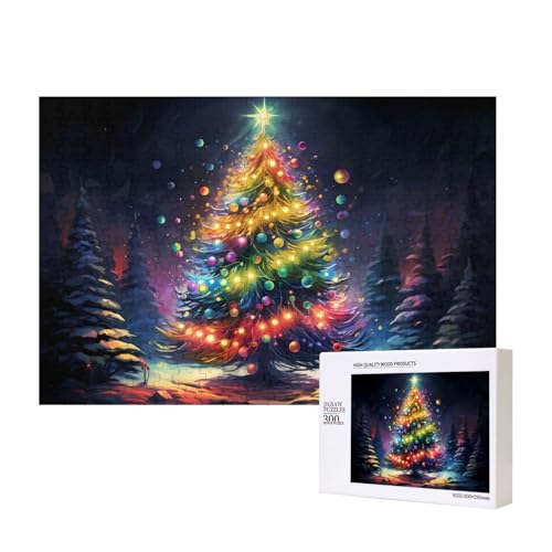 Phayah Funkelnde Weihnachtsbaum-Puzzle, 300 Teile, für Puzzle, Holzpuzzle für Familie, Freunde, Heimdekoration, Wandkunst, 39 x 28 cm Phayah Funkelnde Weihnachtsbaum-Puzzle, 300 Teile, für Puzzle, Holzpuzzle für Familie, Freunde, Heimdekoration, Wandkunst, 39 x 28 cm von PHAYAH