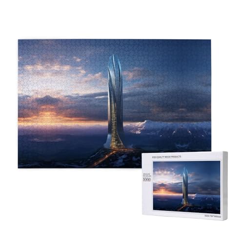 Phayah Future Tower Of Puzzles 1000 Teile für Puzzle, Holzpuzzle für Familie, Freunde, Heimdekoration, Wandkunst, 75 x 50 cm von PHAYAH