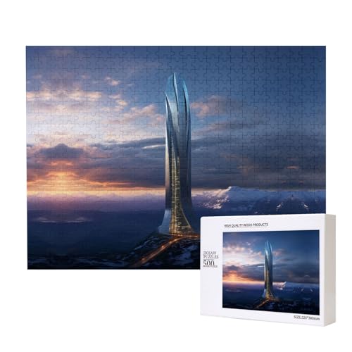 Phayah Future Tower Of Puzzles 500 Teile für Puzzle, Holzpuzzle für Familie, Freunde, Heimdekoration, Wandkunst, 500 x 38 cm von PHAYAH