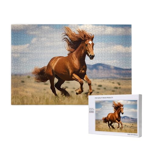 Phayah Galoppierendes Pferde-Puzzle, 1000 Teile für Puzzle, Holzpuzzle für Familie, Freunde, Heimdekoration, Wandkunst, 75 x 50 cm von PHAYAH