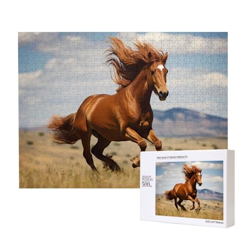 Phayah Galoppierendes Pferde-Puzzle, 500 Teile, für Puzzle, Holzpuzzle für Familie, Freunde, Heimdekoration, Wandkunst, 50 x 38 cm Phayah Galoppierendes Pferde-Puzzle, 500 Teile, für Puzzle, Holzpuzzle für Familie, Freunde, Heimdekoration, Wandkunst, 50 x 38 cm von PHAYAH