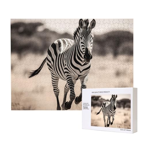 Phayah Galoppierendes Zebra-Puzzle, 500 Teile für Puzzle, Holzpuzzle für Familie, Freunde, Heimdekoration, Wandkunst, 50 x 38 cm Phayah Galoppierendes Zebra-Puzzle, 500 Teile für Puzzle, Holzpuzzle für Familie, Freunde, Heimdekoration, Wandkunst, 50 x 38 cm von PHAYAH