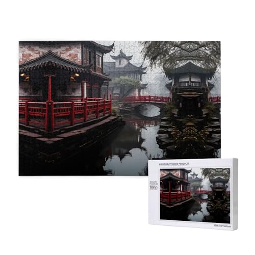 Phayah Gangnam Style Water Town2 Puzzles 1000 Teile für Puzzle, Holzpuzzle für Familie, Freunde, Heimdekoration, Wandkunst, 75 x 50 cm von PHAYAH