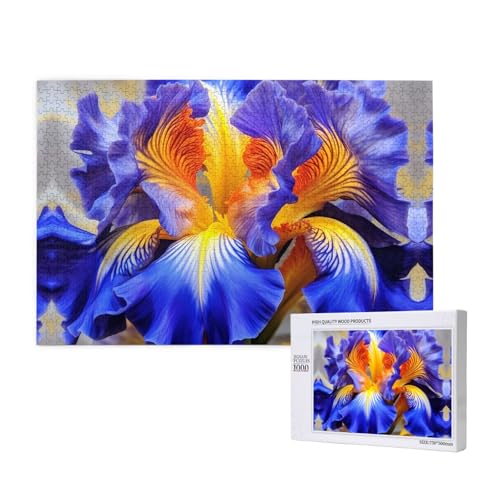 Phayah Gelbe und blaue Blumen-Puzzles für Erwachsene, 1000 Teile, Heimdekoration, Geburtstagsparty für Männer und Frauen, 29,5 x 50 cm von PHAYAH