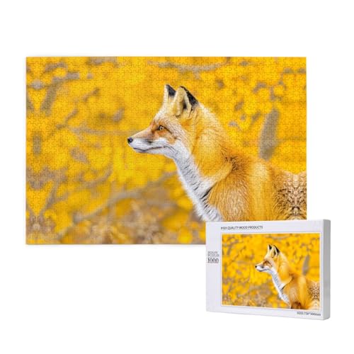 Phayah Gelber blühender Fuchs Puzzle für Erwachsene, 1000 Teile, Heimdekoration, Geburtstagsparty für Männer und Frauen, 29,5 x 50 cm Phayah Gelber blühender Fuchs Puzzle für Erwachsene, 1000 Teile, Heimdekoration, Geburtstagsparty für Männer und Frauen, 29,5 x 50 cm von PHAYAH