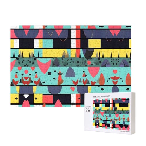 Phayah Geometrische Muster, Puzzle, 300 Teile, für Puzzle, Holzpuzzle für Familie, Freunde, Heimdekoration, Wandkunst, 15,7 x 27,9 cm von PHAYAH
