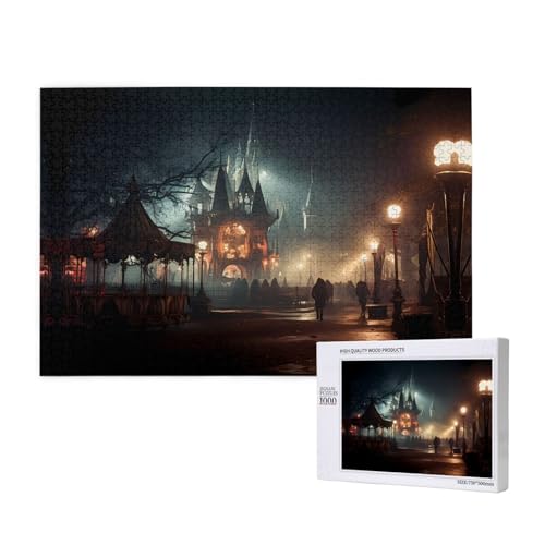 Phayah Ghost Town Mania Puzzle, 1000 Teile für Puzzle, Holzpuzzle für Familie, Freunde, Heimdekoration, Wandkunst, 75 x 50 cm von PHAYAH