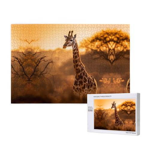 Phayah Giraffen-Puzzle, 1000 Teile für Puzzle, Holzpuzzle für Familie, Freunde, Heimdekoration, Wandkunst, 75 x 50 cm Phayah Giraffen-Puzzle, 1000 Teile für Puzzle, Holzpuzzle für Familie, Freunde, Heimdekoration, Wandkunst, 75 x 50 cm von PHAYAH