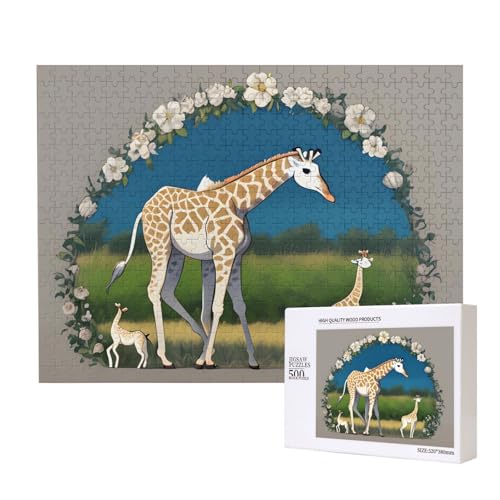 Phayah Giraffen-Puzzle, 500 Teile für Puzzle, Holzpuzzle für Familie, Freunde, Heimdekoration, Wandkunst, 20,4 x 38,1 cm von PHAYAH