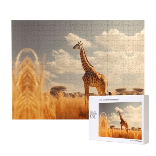 Phayah Giraffen-Puzzle, 500 Teile für Puzzle, Holzpuzzle für Familie, Freunde, Heimdekoration, Wandkunst, 50,4 x 38,1 cm Phayah Giraffen-Puzzle, 500 Teile für Puzzle, Holzpuzzle für Familie, Freunde, Heimdekoration, Wandkunst, 50,4 x 38,1 cm von PHAYAH