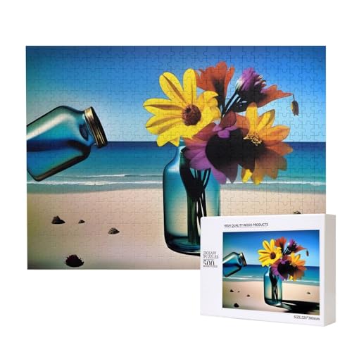 Phayah Glasvase mit Blumen-Puzzle, 500 Teile für Puzzle, Holzpuzzle für Familie, Freunde, Heimdekoration, Wandkunst, 20,4 x 38,1 cm von PHAYAH
