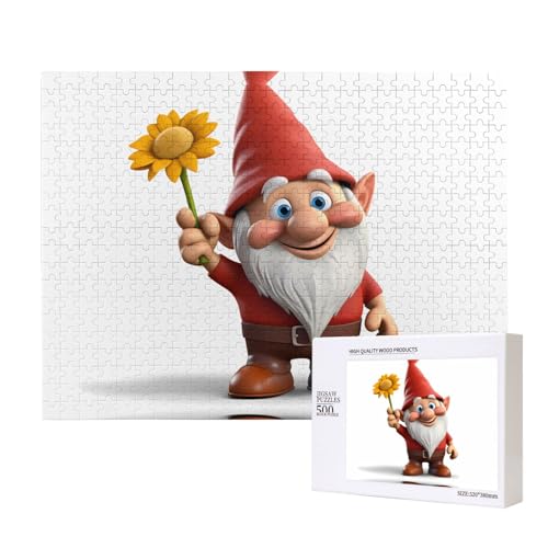 Phayah Gnomes Take Sunflowers Pattern Puzzle Unique Jigsaw Wall Art Picture for Home Decoration 500 Pcs von PHAYAH