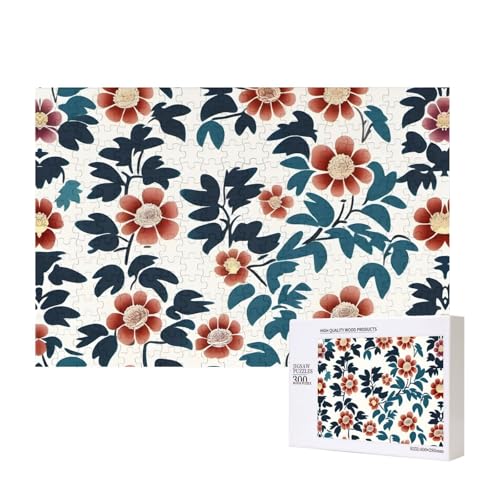 Phayah Grüne rote Blumen-Puzzle, 300 Teile für Puzzle, Holzpuzzle für Familie, Freunde, Heimdekoration, Wandkunst, 15,7 x 27,9 cm von PHAYAH