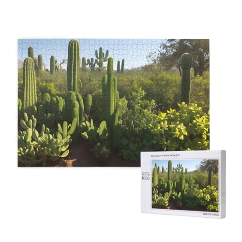 Phayah Grüner Kaktus-Puzzle, 1000 Teile für Puzzle, Holzpuzzle für Familie, Freunde, Heimdekoration, Wandkunst, 29,5 x 50 cm Phayah Grüner Kaktus-Puzzle, 1000 Teile für Puzzle, Holzpuzzle für Familie, Freunde, Heimdekoration, Wandkunst, 29,5 x 50 cm von PHAYAH