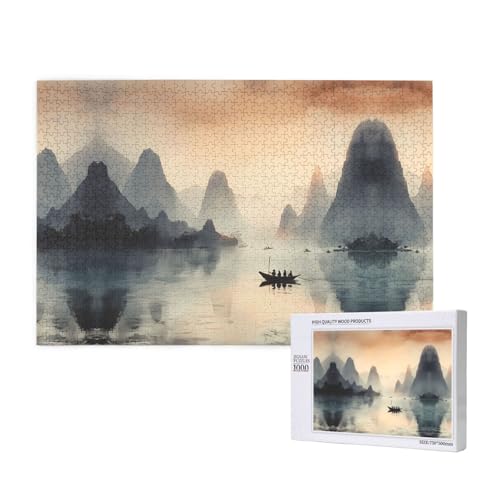 Phayah Guilin Landschafts-Puzzle, 1000 Teile, Holzpuzzle für Familie, Freunde, Heimdekoration, Wandkunst, 75 x 50 cm Phayah Guilin Landschafts-Puzzle, 1000 Teile, Holzpuzzle für Familie, Freunde, Heimdekoration, Wandkunst, 75 x 50 cm von PHAYAH