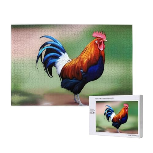 Phayah Hahn Vogel Poattr Puzzles 1000 Teile für Puzzle Holzpuzzle für Familie Freund Heimdekoration Wandkunst 75 x 50 cm von PHAYAH
