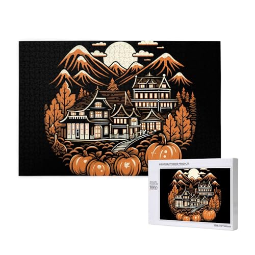 Phayah Halloween-Dorf-Muster, Puzzle, einzigartiges Puzzle, Wandkunst, Bild für Heimdekoration, 1000 Stück von PHAYAH