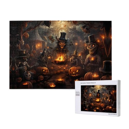 Phayah Halloween-Party-Puzzle, 1000 Teile für Puzzle, Holzpuzzle für Familie, Freunde, Heimdekoration, Wandkunst, 75 x 50 cm Phayah Halloween-Party-Puzzle, 1000 Teile für Puzzle, Holzpuzzle für Familie, Freunde, Heimdekoration, Wandkunst, 75 x 50 cm von PHAYAH