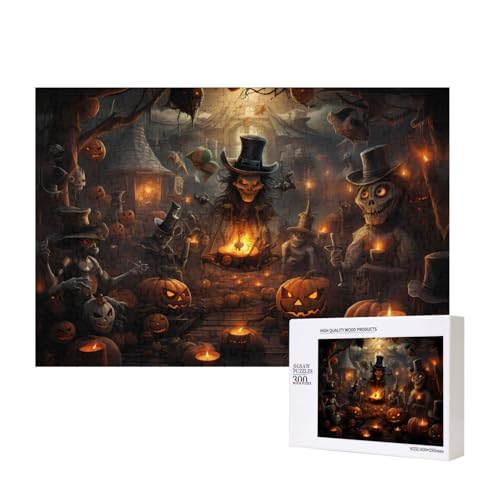 Phayah Halloween-Party-Puzzle, 300 Teile, für Puzzle, Holzpuzzle für Familie, Freunde, Heimdekoration, Wandkunst, 39 x 27 cm Phayah Halloween-Party-Puzzle, 300 Teile, für Puzzle, Holzpuzzle für Familie, Freunde, Heimdekoration, Wandkunst, 39 x 27 cm von PHAYAH