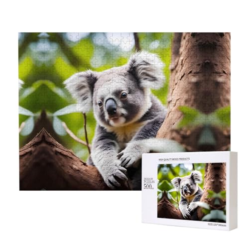Phayah Happy Cute Koala Puzzle für Erwachsene, 500 Teile, Heimdekoration, Geburtstagsparty für Männer und Frauen, 50,4 x 15 cm von PHAYAH