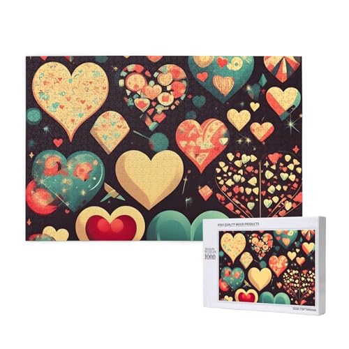 Phayah Heart Crush Flower Puzzles 1000 Teile für Puzzle, Holzpuzzle für Familie, Freunde, Heimdekoration, Wandkunst, 29,5 x 50 cm Phayah Heart Crush Flower Puzzles 1000 Teile für Puzzle, Holzpuzzle für Familie, Freunde, Heimdekoration, Wandkunst, 29,5 x 50 cm von PHAYAH