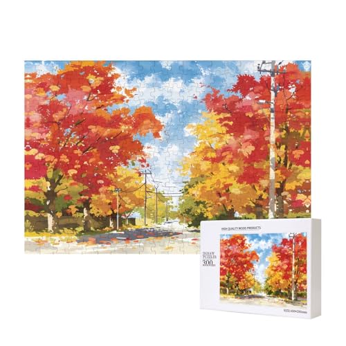 Phayah Herbst-Ahornblätter-Muster, Puzzle, einzigartiges Puzzle, Wandkunst, Bild für Heimdekoration, 300 Stück von PHAYAH
