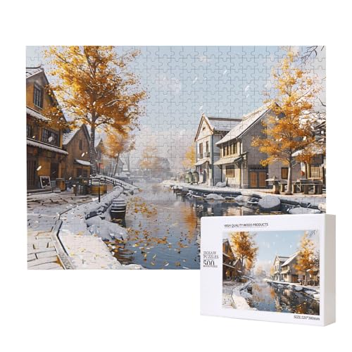 Phayah Herbststraßen-Puzzles für Erwachsene, 500 Teile, Heimdekoration, Geburtstagsparty, für Männer und Frauen, 20,4 x 38,1 cm von PHAYAH