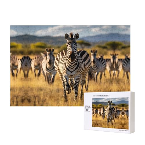Phayah Herd Of Zebras Puzzles 300 Teile für Puzzle, Holzpuzzle für Familie und Freunde, Heimdekoration, Wandkunst, 300 Teile von PHAYAH