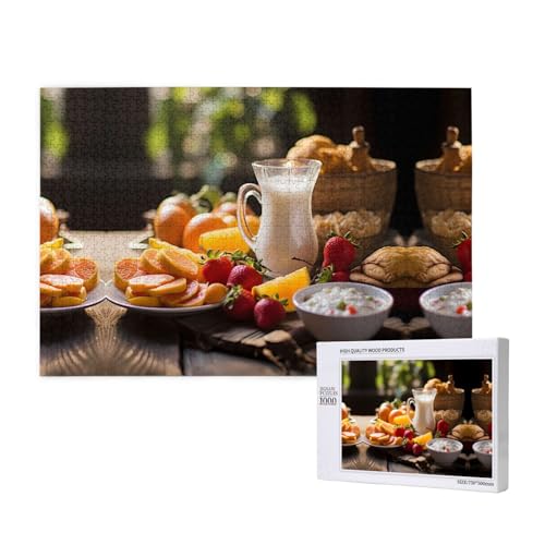 Phayah Herzhaftes Frühstückspuzzle, 1000 Teile für Puzzle, Holzpuzzle für Familie, Freunde, Heimdekoration, Wandkunst, 75 x 50 cm Phayah Herzhaftes Frühstückspuzzle, 1000 Teile für Puzzle, Holzpuzzle für Familie, Freunde, Heimdekoration, Wandkunst, 75 x 50 cm von PHAYAH