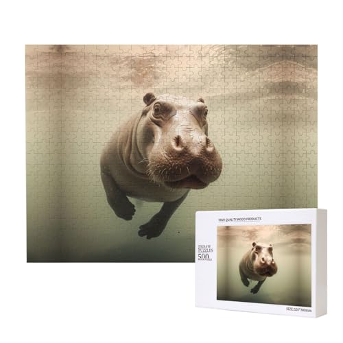 Phayah Hippo Puzzles 500 Teile für Puzzle, Holzpuzzle für Familie und Freunde, Heimdekoration, Wandkunst, 50 x 38 cm von PHAYAH