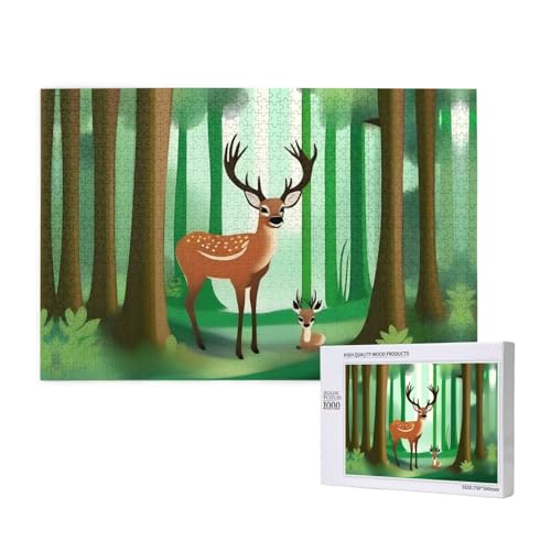 Phayah Hirsch im Wald, Puzzle, 1000 Teile, Holzpuzzle für Familie, Freunde, Heimdekoration, Wandkunst, 75 x 50 cm Phayah Hirsch im Wald, Puzzle, 1000 Teile, Holzpuzzle für Familie, Freunde, Heimdekoration, Wandkunst, 75 x 50 cm von PHAYAH
